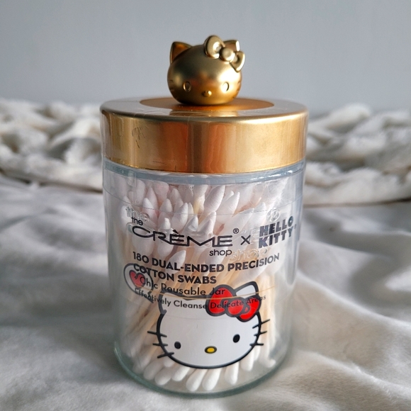 Hello Kitty Other - The Creme Shop Hello Kitty Reusable Glass Collectible Jar 180 w/Dual End Cotton